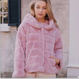 Gal Meets Glam Lana Pink Faux Fur Coat SIZE XL